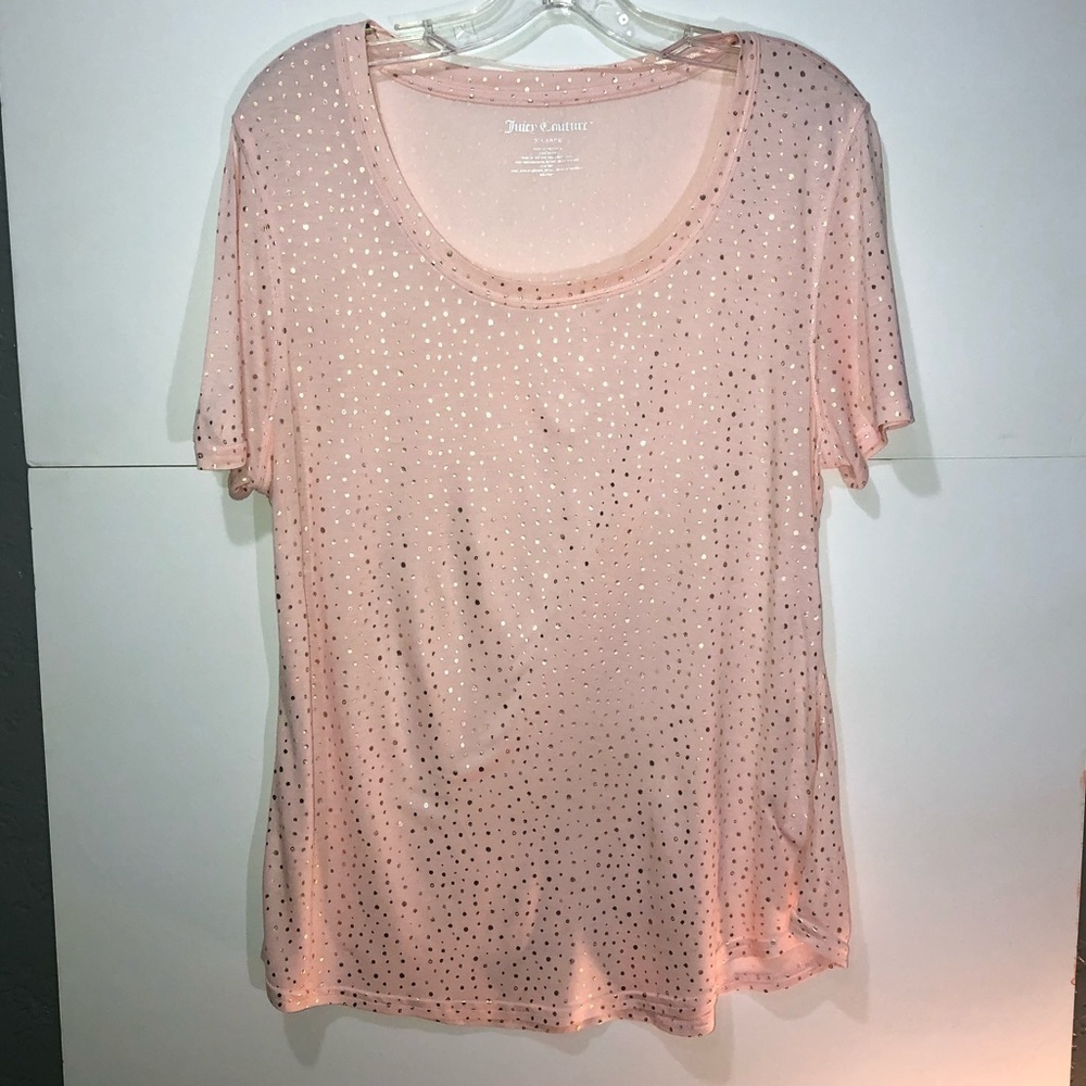 Juicy Couture fun stretchy blouse size XL with fun metallic small dots allover.